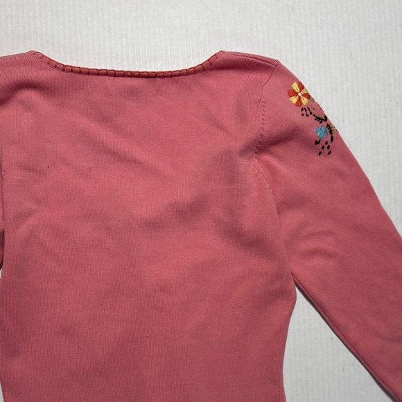 BETSEY JOHNSON Y2K Black Label Pink Floral Embroidered Scoop Neck Cardigan M - Picture 13 of 14